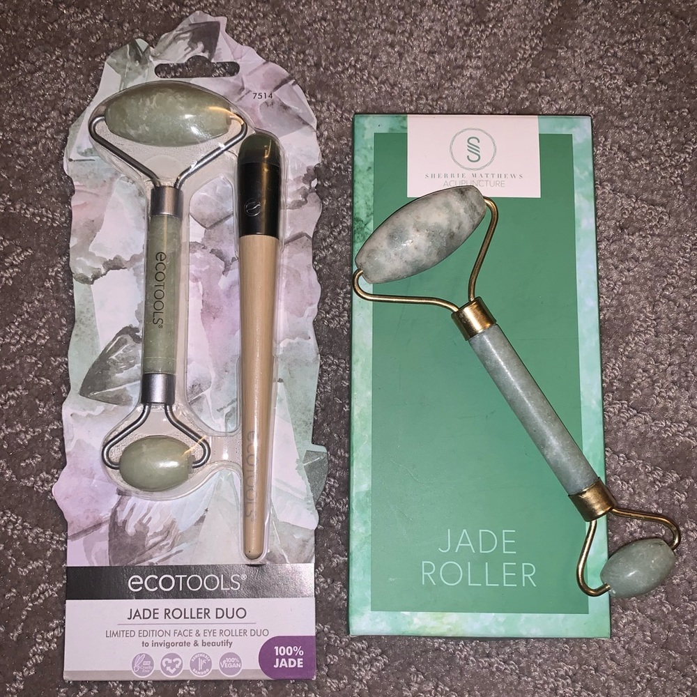New Set of 2 Sherrie Matthews Acupuncture & Ecotools Jade Roller Face & Eye Duo